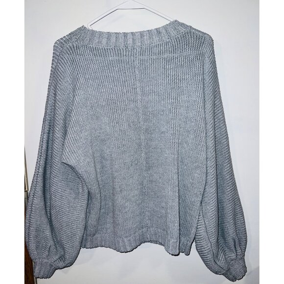 Wow Couture Gray Knit Sweater Medium Womens Long Sleeve Pullover - Picture 2 of 3